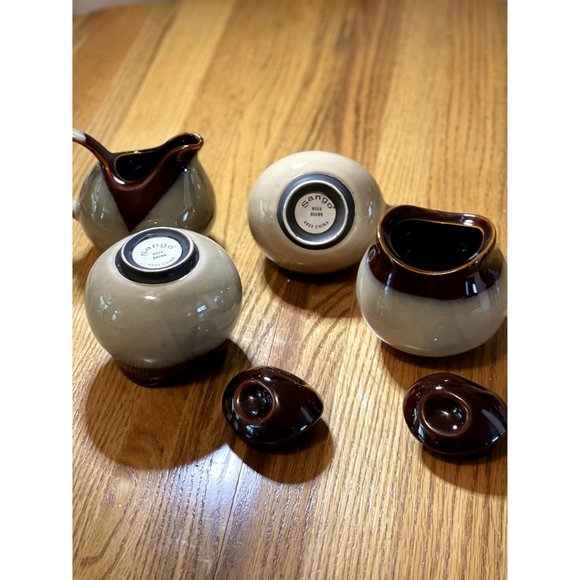 Two Sets of Vintage 1970 SANGO Mid Century Nova Brown Sugar and Creamer Set - Picture 4 of 16